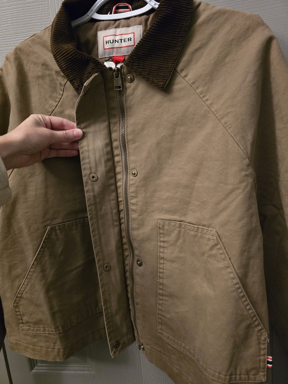Hunter Tan Jacket with Brown Corduroy Collar Size Xs NWT - Picture 8 of 9